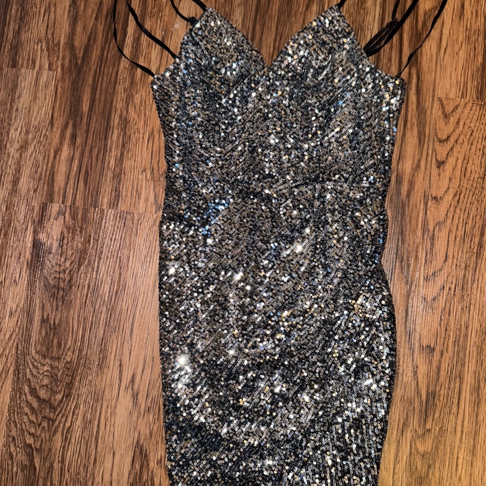Elegant Silver Sequin Dress
